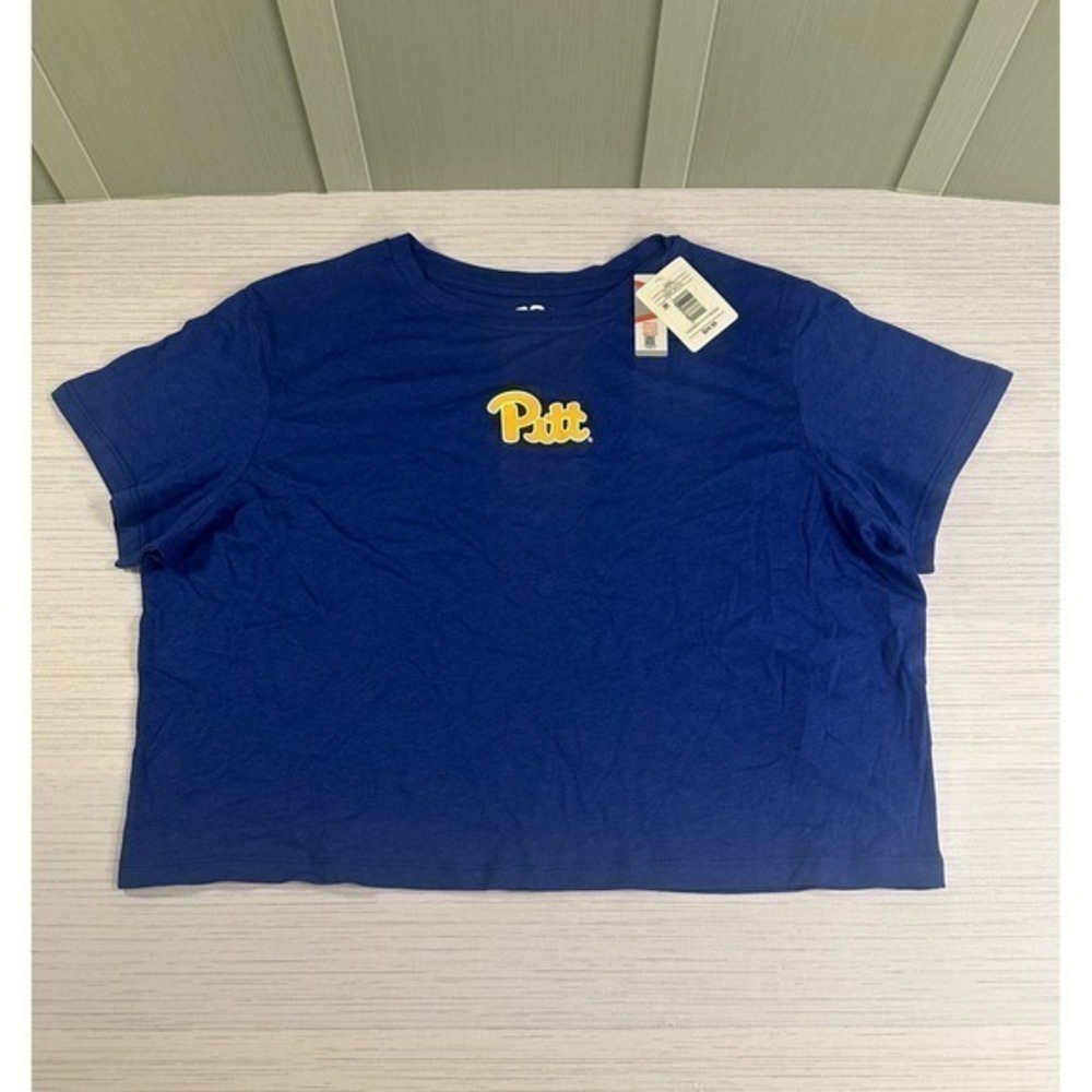 CSA University of Pittsburgh Pitt Panthers Cropped T-Shirt Royal Blue 2XL NWT